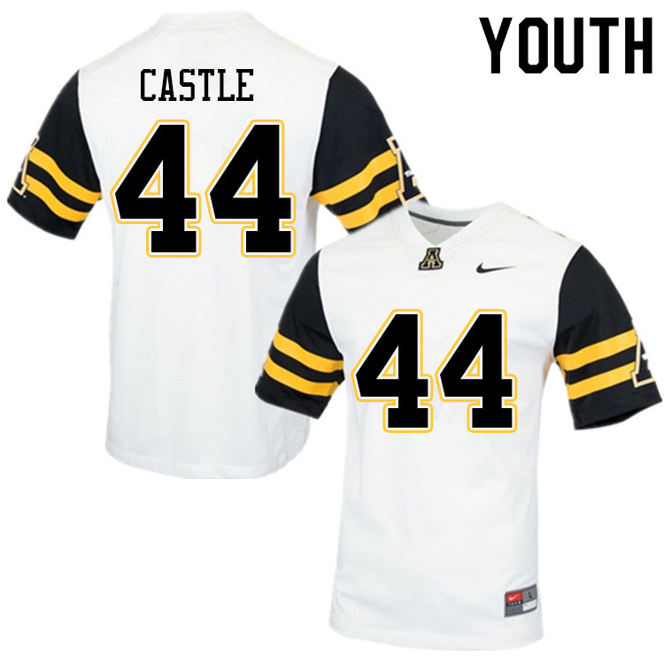 Youth #44 Anderson Castle Appalachian State Mountaineers College Football Jerseys Sale-White - Click Image to Close